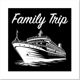 Cruise Ship - Family Vacation (White Lettering) Posters and Art